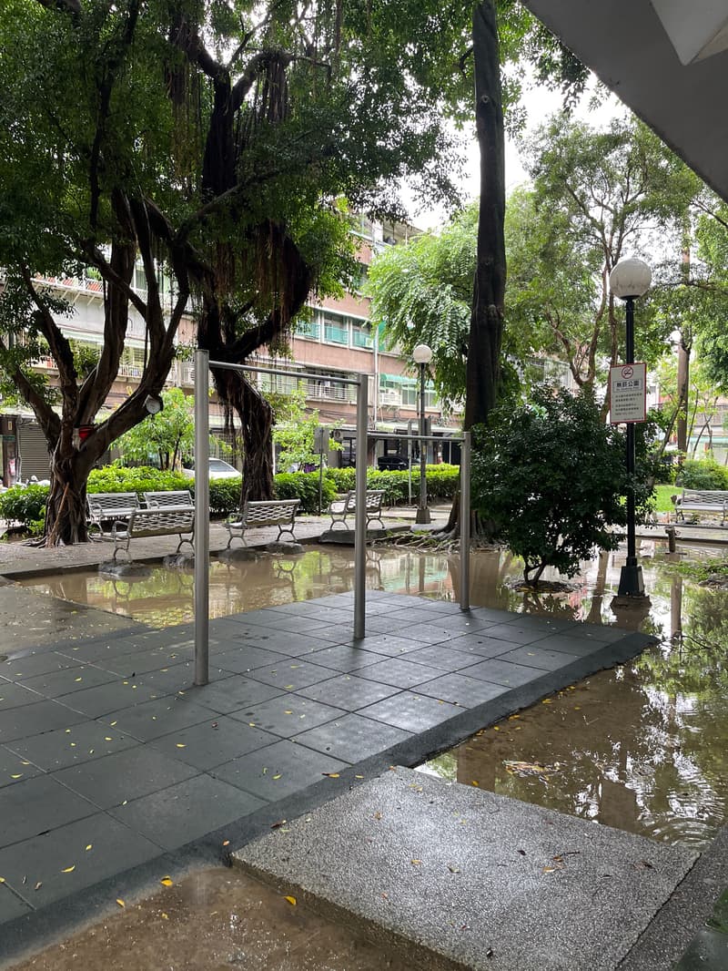 高槓高度和旁邊吊環一樣 - 六張公園